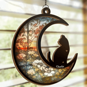 Custom Loss Of Cat Sympathy Gift - My Thoughts Are With You  - Personalized Memorial Suncatcher | Remembrance, Bereavement for Cat Lover & Owner