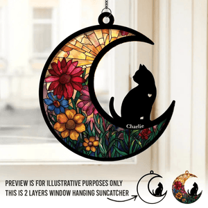 Custom Loss Of Cat Sympathy Gift - My Thoughts Are With You  - Personalized Memorial Suncatcher | Remembrance, Bereavement for Cat Lover & Owner