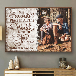 Custom Photo My Favorite Place | Personalized Family Gift For Couples, Valentine, Anniversary, Husband Wife, Her/Him, Grandma/Grandpa, Grandparent | Poster