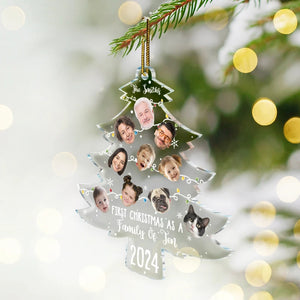 Custom Photo First Christmas As A Family - Personalized Custom Shaped Acrylic Ornament