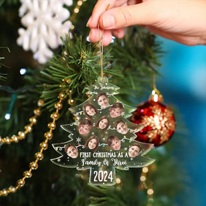 Custom Photo First Christmas As A Family - Personalized Custom Shaped Acrylic Ornament