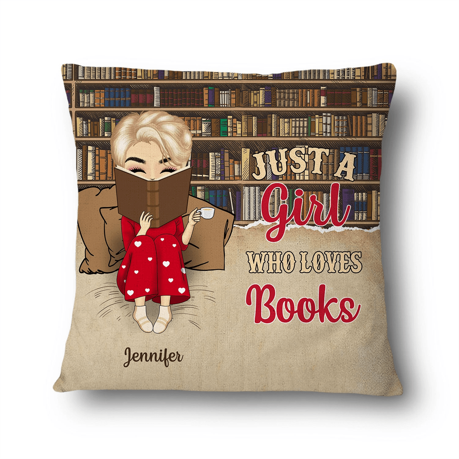 Just A Girl Who Loves Books - Personalized Custom Pillow - Gift For Book Lovers, Readers