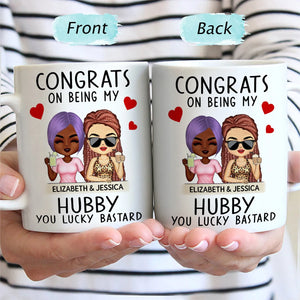 Congrats On Being My Husband/Wife - Personalized Custom Mug - Anniversary, Vacation, Funny Gift For Couples, Family