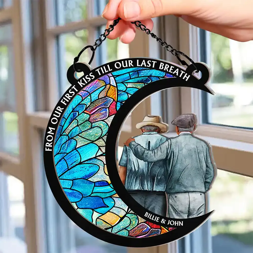 From Our First Kiss Till Our Last Breath - Personalized Window Hanging Suncatcher Ornament