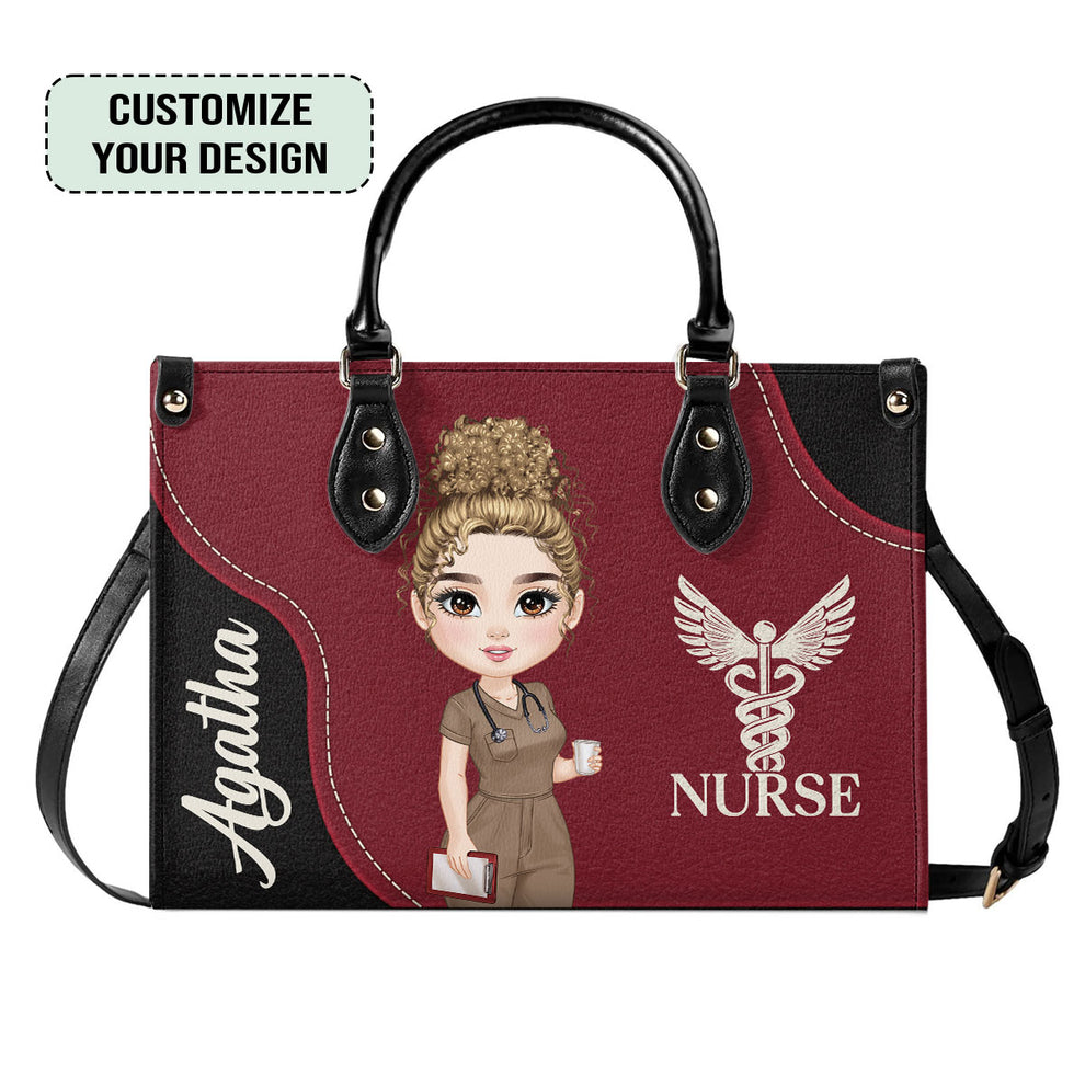 Nurse With Love - Personalized Leather Handbag - Gift For Nurse, CNA, Registered RN, Healthcare Worker