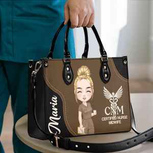 Nurse With Love - Personalized Leather Handbag - Gift For Nurse, CNA, Registered RN, Healthcare Worker