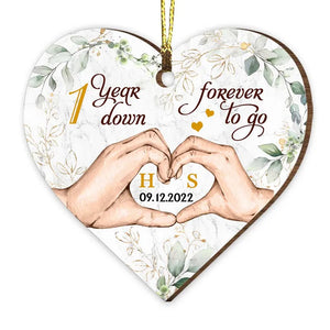 Personalized Wedding Anniversary One Year Down Forever To Go Heart Ornament