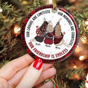 Our Friendship Is Endless - Personalized Circle Ceramic Ornament - Christmas Gift For Her, Besties, Friends, Sister, Soul Sisters