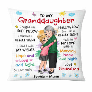 Grandma Hugged This Soft Pillow - Personalized Custom Pillow - Gift For Granddaughter, Grandson, Kids