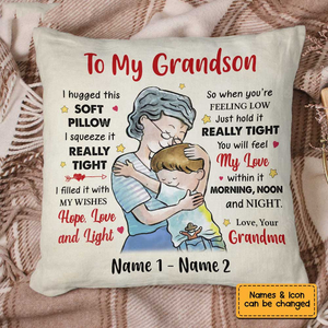 Grandson Hug This Soft Pillow - Personalized Custom Pillow - Gift For Grandson, Kids