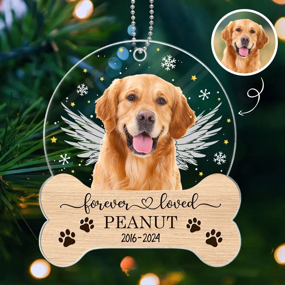 Custom Photo Pet Memorial Keepsake - Personalized Custom Shaped Acrylic Ornament - Forever Loved Sympathy Gift For Dog Lovers, Cat Lovers