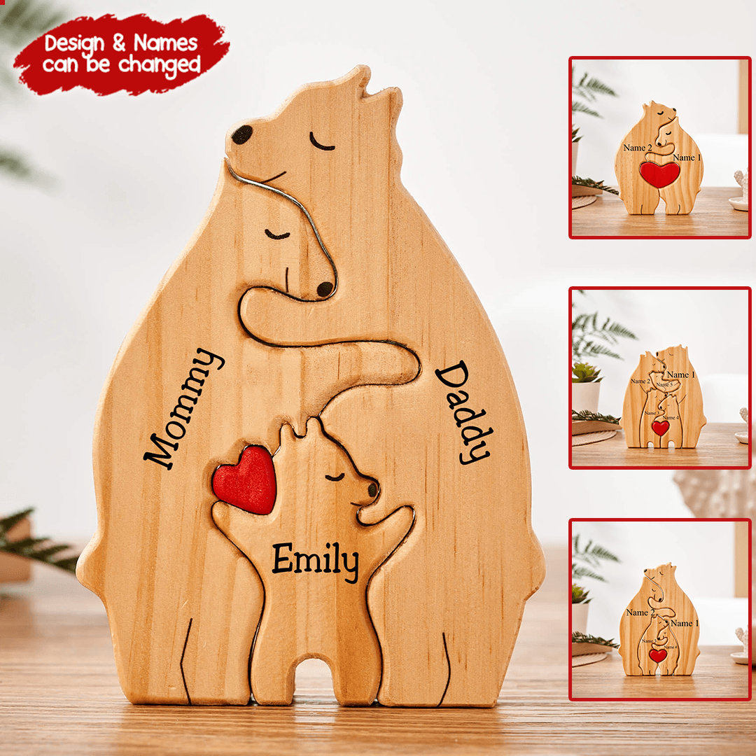 We Are One Wooden Bear Family Puzzle - Gift for Family Members, Parent, Grandparent, Mom and Dad, Grandma & Grandpa, Mother's Day, Father's Day - Suzitee Store