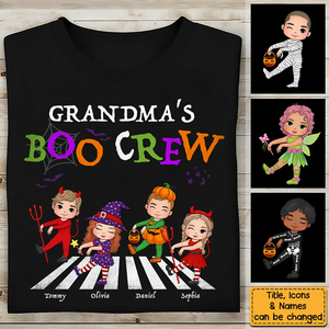 Halloween Grandma's Boo Crew - Personalized Custom T Shirt - Halloween Gift for Grandma/Nana/Mimi, Mom, Wife, Grandparent