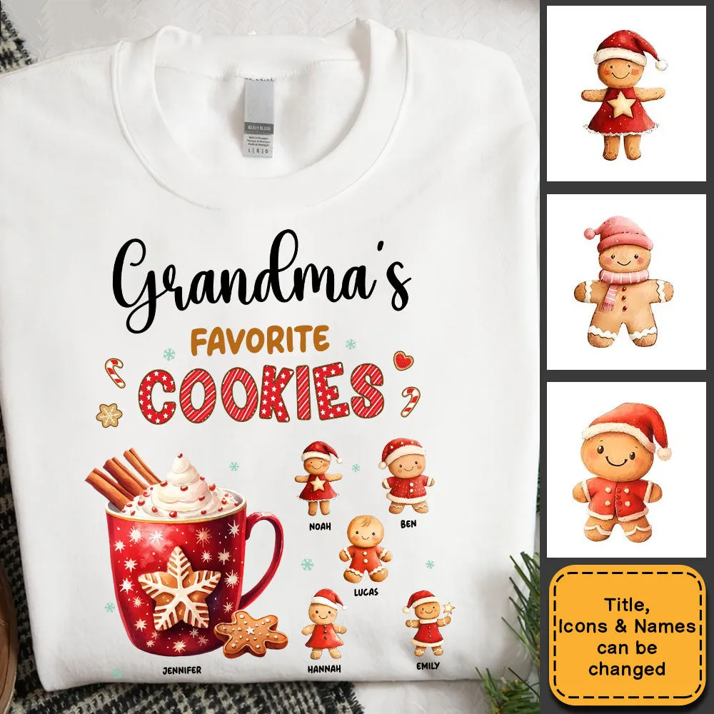 Grandma's Favorite Cookies - Personalized Custom T Shirt - Christmas Gift for Grandma/Grandparent