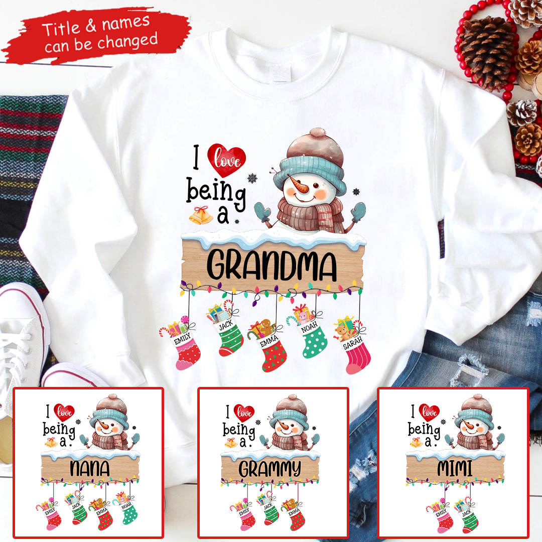 I Love Being A Grandma - Personalized Custom T Shirt - Christmas, Birthday, Loving, Funny Gift for Grandma, Grandpa