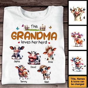 This Grandma Loves Her Herd - Personalized Custom T Shirt -  Gift for Grandma/Grandparent