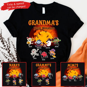 Grandma's Little Monsters - Personalized Custom T Shirt - Halloween Gift for Grandma/Nana/Mimi, Mom, Wife, Grandparent