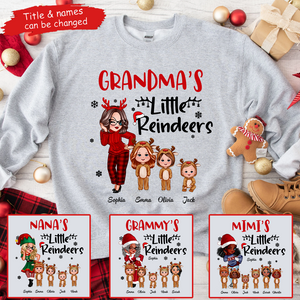 Pretty Grandma's Little Reindeer - Personalized Custom T Shirt - Christmas Gift for Grandma/Grandparent