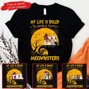 My Life Is Ruled By Meownsters - Personalized Custom T Shirt - Halloween Gift for Cat Lovers, Pet Lovers, Cat Mom, Cat Dad