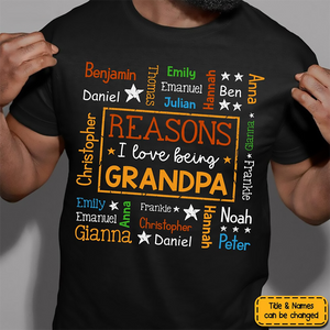 Reasons I Love Being Grandma Word Art - Personalized Custom T Shirt - Gift for Grandma/Grandparent