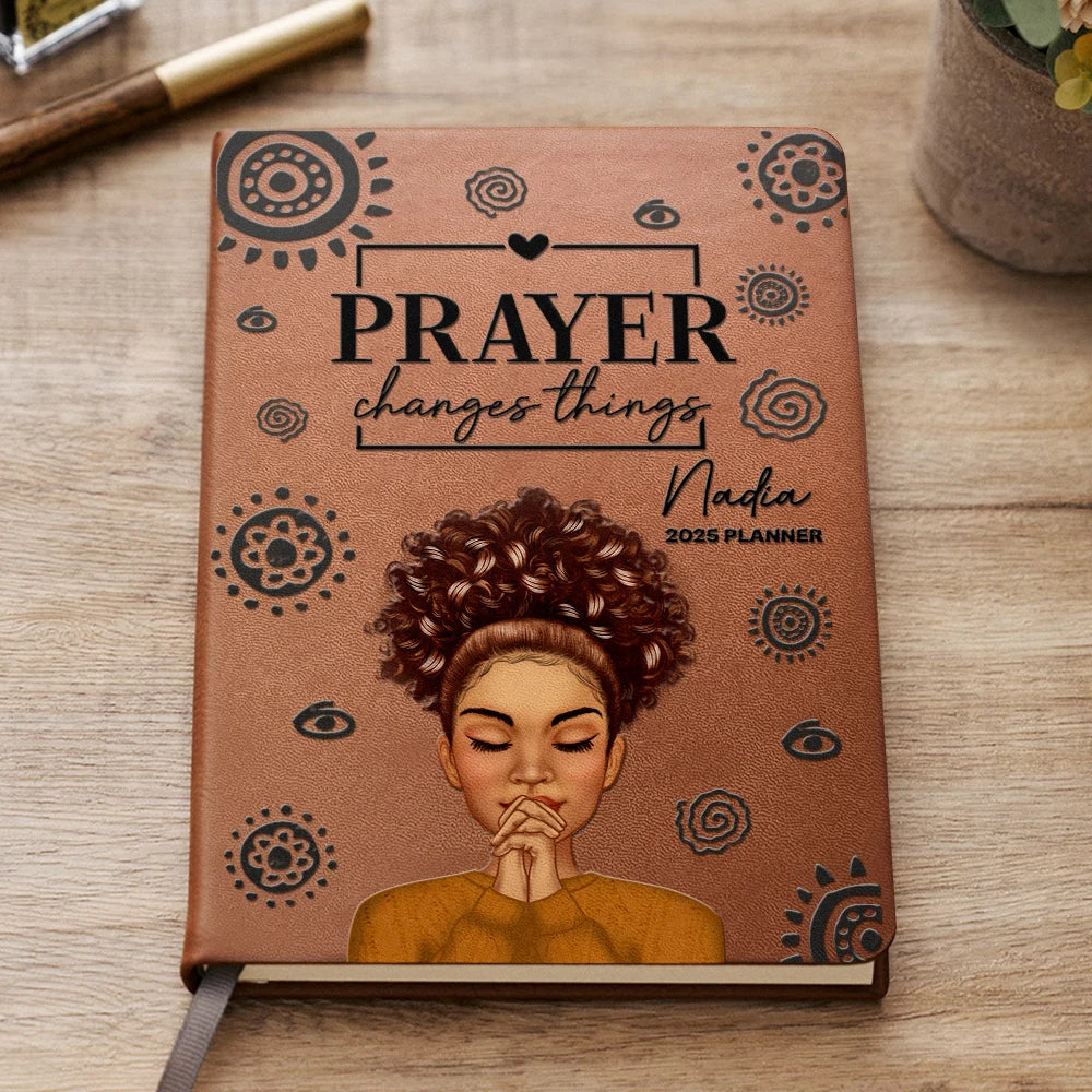 Prayer Changes Things - Personalized Leather Journal - Gift for Christian Girl, Women, Bestie, Girlfriend, Best Friend or Black History