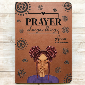 Prayer Changes Things - Personalized Leather Journal - Gift for Christian Girl, Women, Bestie, Girlfriend, Best Friend or Black History