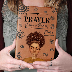 Prayer Changes Things - Personalized Leather Journal - Gift for Christian Girl, Women, Bestie, Girlfriend, Best Friend or Black History