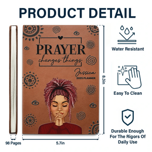 Prayer Changes Things - Personalized Leather Journal - Gift for Christian Girl, Women, Bestie, Girlfriend, Best Friend or Black History