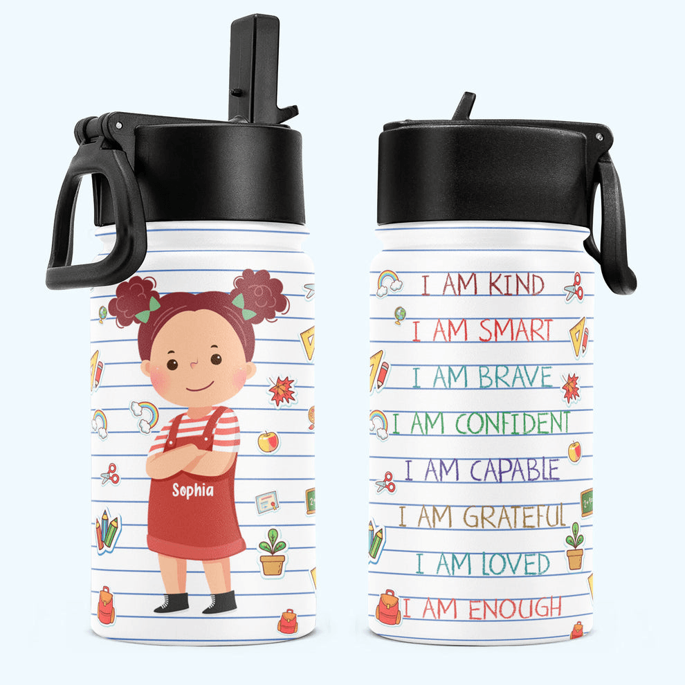 Personalized Kids Water Tracker Bottle - Custom Gift For Back To School, First Day of School - Student, Son, Daughter | Kindergarten, Pre-K, Preschool