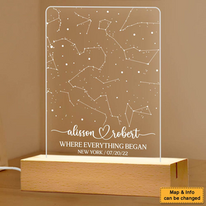 Star Map On Night Light - Personalized Constellation Chart Lamp - Gift For Her/Him, Husband/Wife, Couples on Anniversary, Valentine's Day