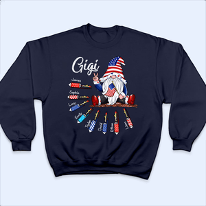 Fourth 4th Of July Gnome Grandma's Firecrackers - Personalized Custom Kids Names T Shirt - Independence Day, Birthday, Loving, Funny Gift for Patriotic Grandma/Nana/Mimi, Mom, Wife, Grandparent - Suzitee Store