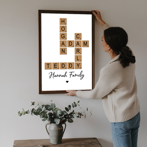 Family Crossword Art - Created In A Moment, Treasured Forever Personalized Poster/Canvas Print