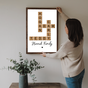 Family Crossword Art - Created In A Moment, Treasured Forever Personalized Poster/Canvas Print