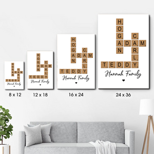 Family Crossword Art - Created In A Moment, Treasured Forever Personalized Poster/Canvas Print