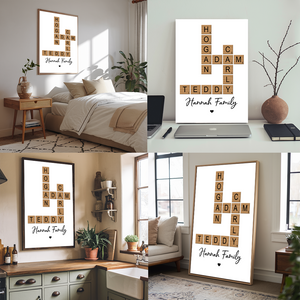 Family Crossword Art - Created In A Moment, Treasured Forever Personalized Poster/Canvas Print