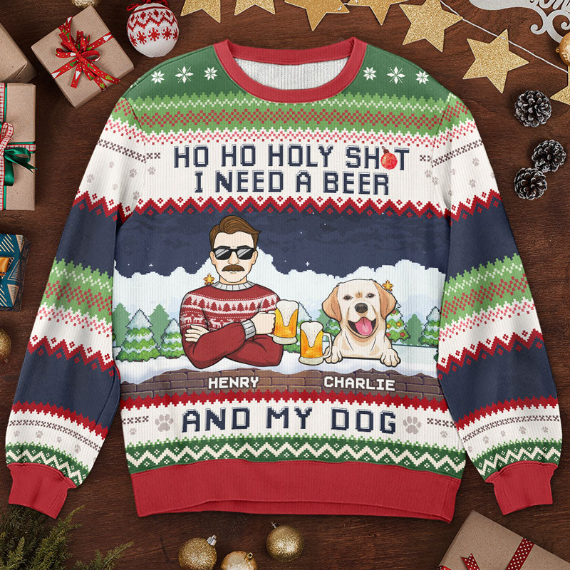 I Need A Beer And My Dogs - Custom Ugly Sweater - Personalized Christmas Gift For Pet Owners, Pet Lovers | Sweatshirt