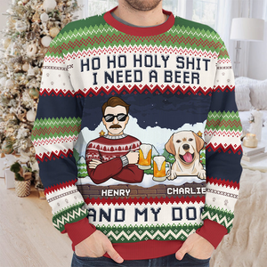 I Need A Beer And My Dogs - Custom Ugly Sweater - Personalized Christmas Gift For Pet Owners, Pet Lovers | Sweatshirt