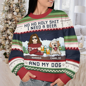 I Need A Beer And My Dogs - Custom Ugly Sweater - Personalized Christmas Gift For Pet Owners, Pet Lovers | Sweatshirt