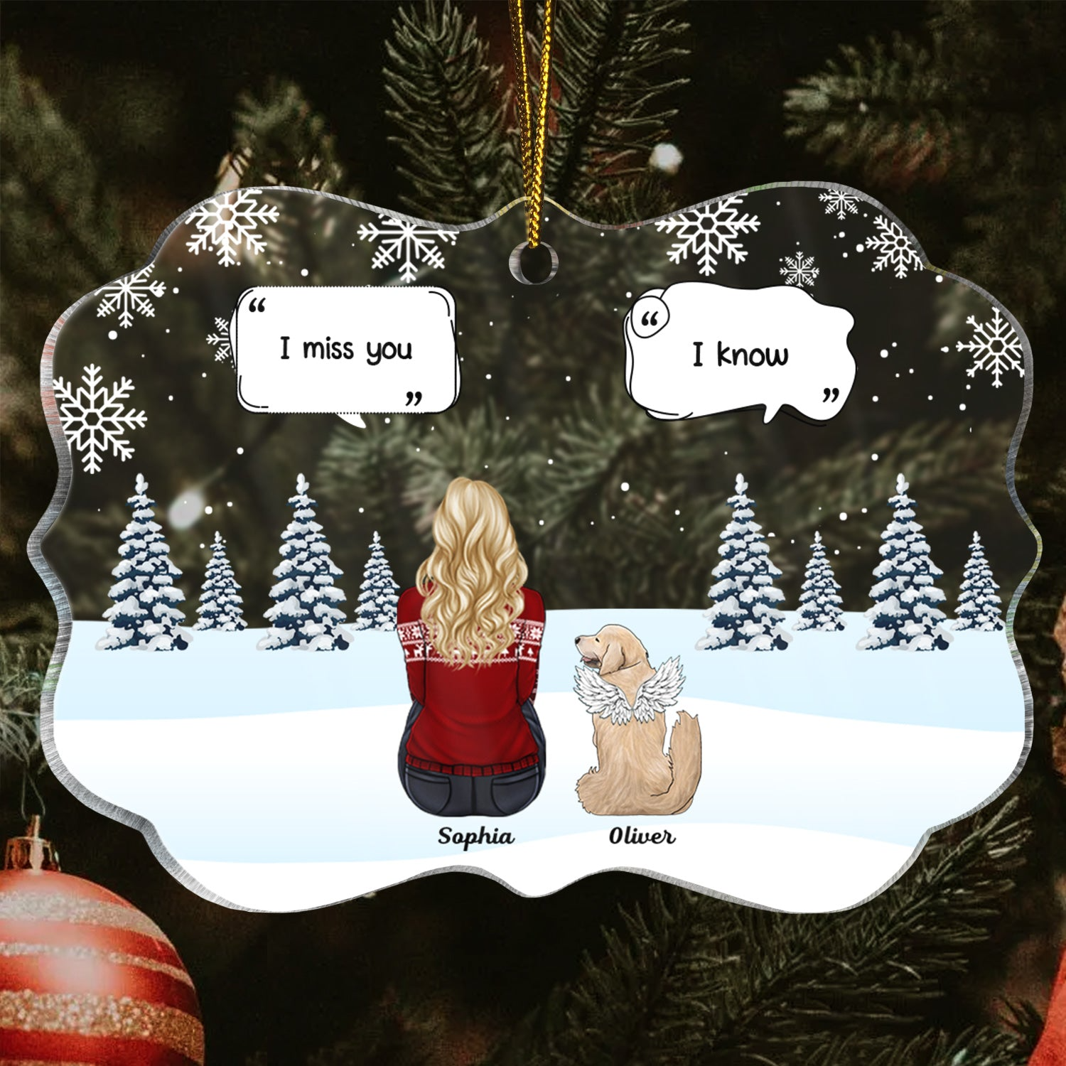 I Miss You - Personalized Medallion Acrylic Ornament - Christmas Memorial Gift For Pet Lovers, Dog Mom, Dog Dad, Cat Mom, Cat Dad