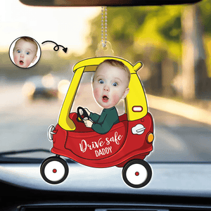 Custom Photo Drive Safe Daddy - Personalized Acrylic Car Hanger - Father's Day Gift for Dad, Papa, Grandpa, Daddy, Dada - Suzitee Store