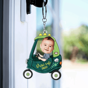 Custom Photo Drive Safe Daddy - Personalized Acrylic Keychain - Father's Day Gift for Dad, Papa, Grandpa, Daddy, Dada