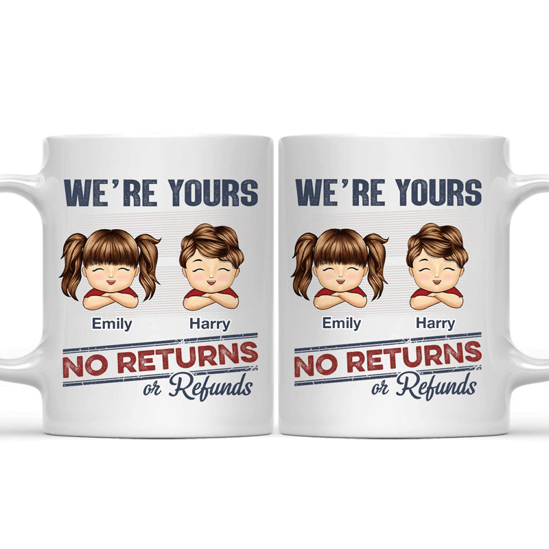 No Returns Or Refunds Chibi Grandkids - Personalized Custom Coffee Mug - Funny Gift For Dad, Mom, Grandma, Grandpa