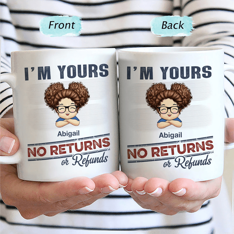 No Returns Or Refunds Chibi Grandkids - Personalized Custom Coffee Mug - Funny Gift For Dad, Mom, Grandma, Grandpa