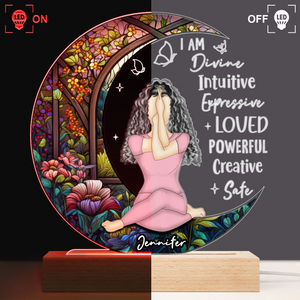 Yoga I Am Divine - Personalized 3D Led Light Wooden Base - Custom Gift for Yourself, Yoga Lovers