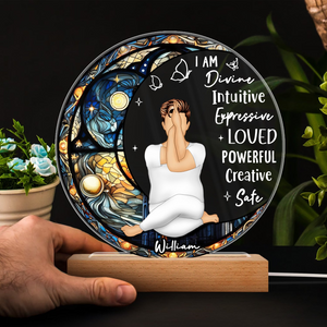 Yoga I Am Divine - Personalized 3D Led Light Wooden Base - Custom Gift for Yourself, Yoga Lovers