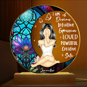 Yoga I Am Divine - Personalized 3D Led Light Wooden Base - Custom Gift for Yourself, Yoga Lovers