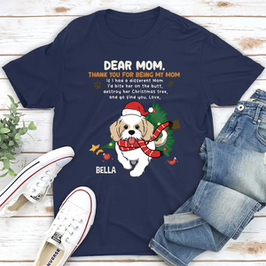 Thank You For Being My Dad Mom - Personalized Custom T Shirt - Christmas Gift for Dog Mom, Dog Dad, Dog Lovers