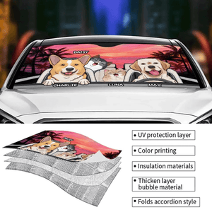 The Journey Of Life -  Personalized Auto Windshield Sunshade, Custom Car Window Protector - Gift For Dog, Cat & Pet Owners, Lovers | Summer