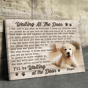Custom Photo Memorial Pet Waiting At The Door - Personalized Wrapped Canvas | Sympathy, Bereavement, Condolence Gift for Pet Loss, Dog & Cat Lover