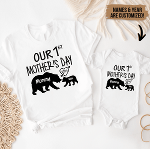 Our 1st Mother's Day - BABY ONESIE - Momma Bear & Baby Bear - Personalized Gift For New Moms, Mom, Mother, Grandma, Grandmother, Mother's Day, Family - Suzitee Store